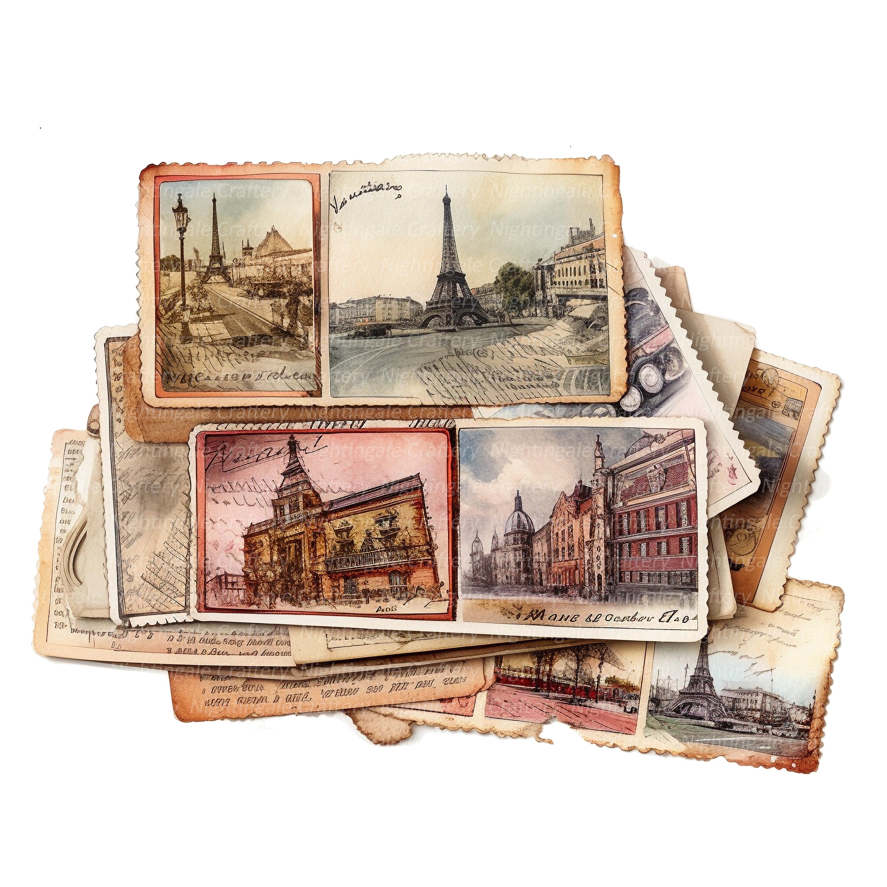 10 Stack of Postcards Clipart, Vintage Postcard, Printable Watercolor ...