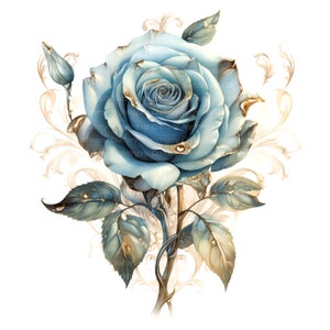 13 Rose Baroque Clipart, Clipart di rose barocche, Clipart acquerello stampabile, Download digitale, PNG/JPG di alta qualità, Carta artigianale, diari