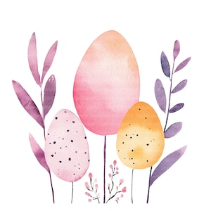 10 Abstrakte Ostern Dekor Clipart, Osterkarte, Druckbare Aquarell Clipart, hochwertige JPGs, Digitaler Download, Papiermodell, Junk Journal