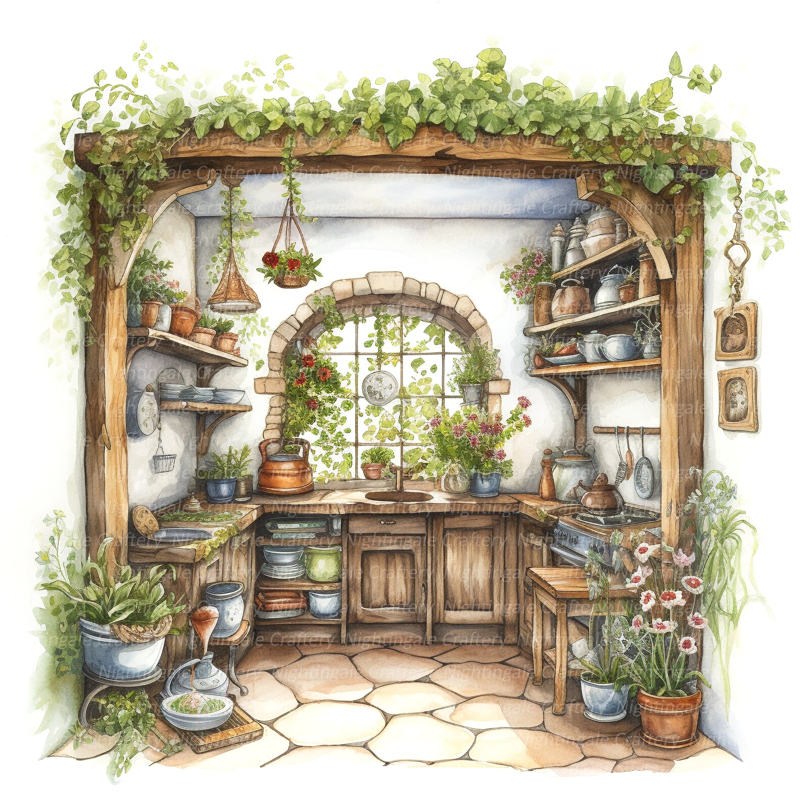 12 Fairy Kitchen Clipart, Printable Watercolor Clipart, 12 High Quality ...