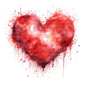 12 Imágenes prediseñadas de corazón abstracto, imágenes prediseñadas digitales, imágenes prediseñadas de acuarela, imágenes prediseñadas imprimibles, alta resolución, descarga digital, artesanía de papel