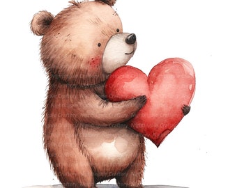 10 Clipart di cartoni animati con orso con cuore, orso dei cartoni
