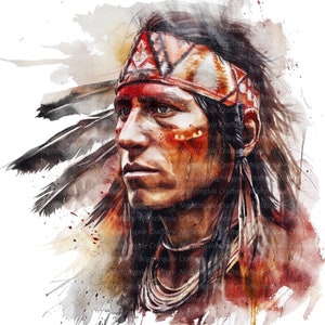 14 Clipart indiani nativi americani, sciamani, clipart acquerello stampabile, JPG di alta qualità, download digitale, artigianato di carta, diario spazzatura