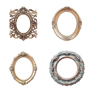 16 imágenes prediseñadas de marcos ovalados circulares, marcos ornamentados, JPG de alta calidad, imágenes prediseñadas de acuarela imprimibles, descarga digital, artesanía en papel, diarios basura