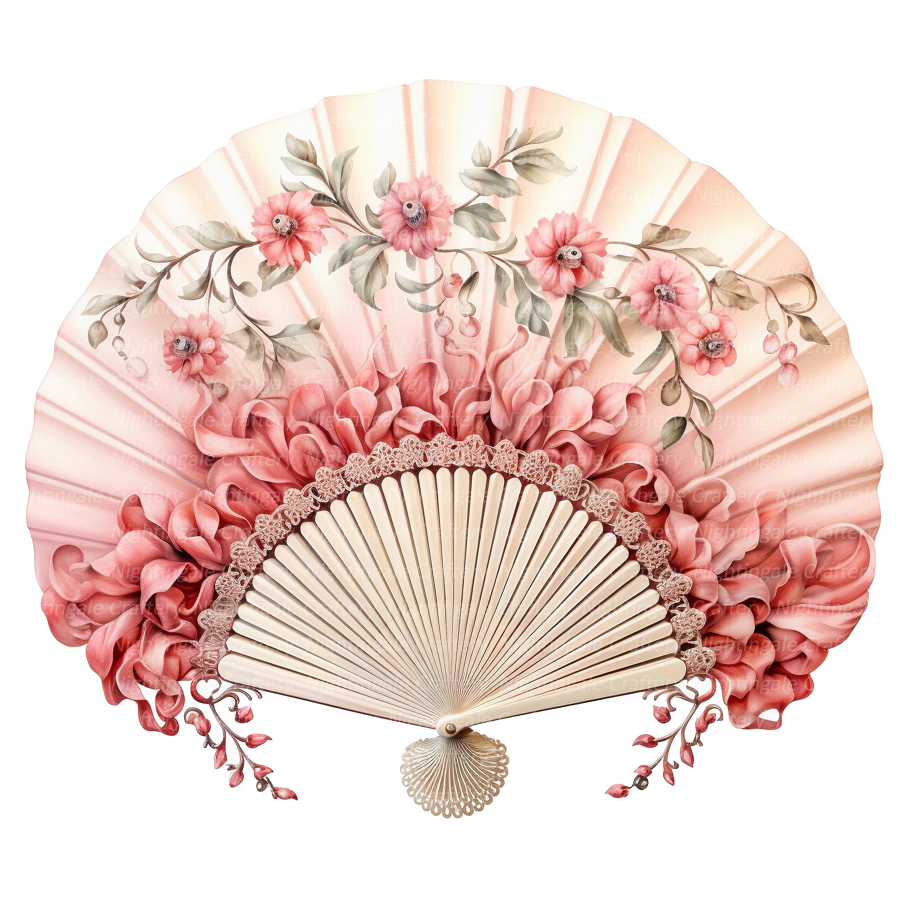 12 Floral Hand Fan Clipart, Vintage Hand Fan, Printable Watercolor Clipart,  High Quality Jpgs, Digital Download, Paper Craft, Junk Journals - Etsy  Finland, image size:3000x3000