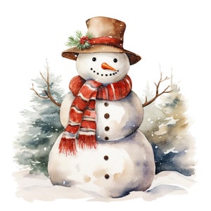 12 sneeuwpop set 2 clipart, kerst clipart, afdrukbare aquarel clipart, 12 hoge kwaliteit png's, digitale download, papier craft, junk journal