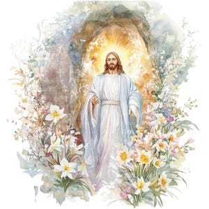 Jesus Christ Clipart, Easter Resurrection, Printable Watercolor clipart, 13 High Quality PNGs, Digital download, Paper craft, junk journals