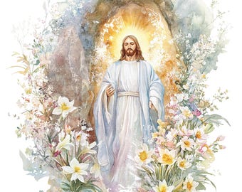Jesus Christ Clipart, Easter Resurrection, Printable Watercolor clipart, 13 High Quality PNGs, Digital download, Paper craft, junk journals