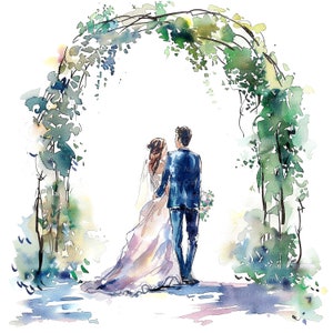 8 Wedding Arch Clipart, Invito a nozze, Clipart acquerello stampabile, JPG di alta qualità, download digitale, artigianato con la carta, diari spazzatura