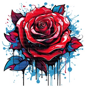 12 Graffiti Roses Clipart, Abstract Roses, Red Rose, Watercolor clipart, High Quality JPGs, Digital download, Paper craft, junk journal