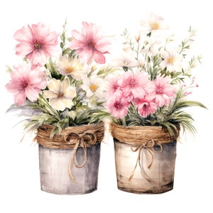 14 Rustic Flower Pots Clipart, Rustic Pots, Printable Watercolor clipart, High Quality JPGs, Digital download, Paper craft, junk journals image 4