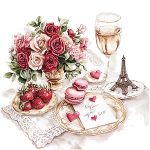 10 Clipart romantiche parigine, Clipart del Tea Party, Clipart acquerello stampabile, JPG di alta qualità, Download digitale, Carta artigianale, diario spazzatura