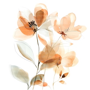 10 clipart de flores boho, cores de outono, clipart em aquarela para impressão, JPG/PNGs de alta qualidade, download digital, artesanato em papel, diários de sucata