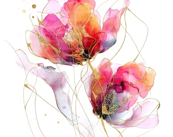 13 Abstrakte Blumen Clipart, Blumen Wandkunst, druckbare Aquarell Clipart, hochwertige JPGs, digitaler Download, Papiermodell, Junk Journals