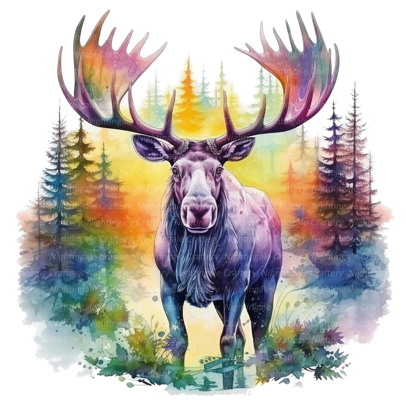 10 Abstract Moose Clipart, Printable Watercolor Clipart, High Quality ...