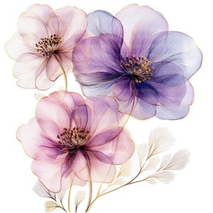 12 imágenes prediseñadas de flores abstractas, morado de ensueño, impresión de flores, imágenes prediseñadas de acuarela imprimibles, archivos JPG de alta calidad, descarga digital, manualidades de papel