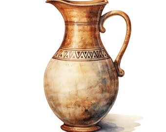 16 Antique Vases Clipart, Phoenician vase, Vintage, Printable Watercolor clipart, High Quality JPGs, Digital download, Paper craft, journals