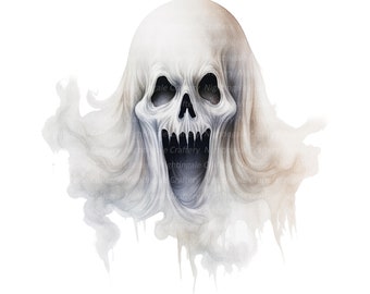 12 Scary Ghost Clipart, Printable Watercolor clipart, High Quality JPGs, Digital download, High Resolution, Paper craft, junk journals