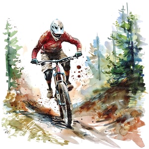 10 Mountainbike Clipart, Mountainbike Clipart, DirtBike, druckbare Aquarell Clipart, hochwertige PNGs, digitaler Download, Papiermodell, Zeitschriften