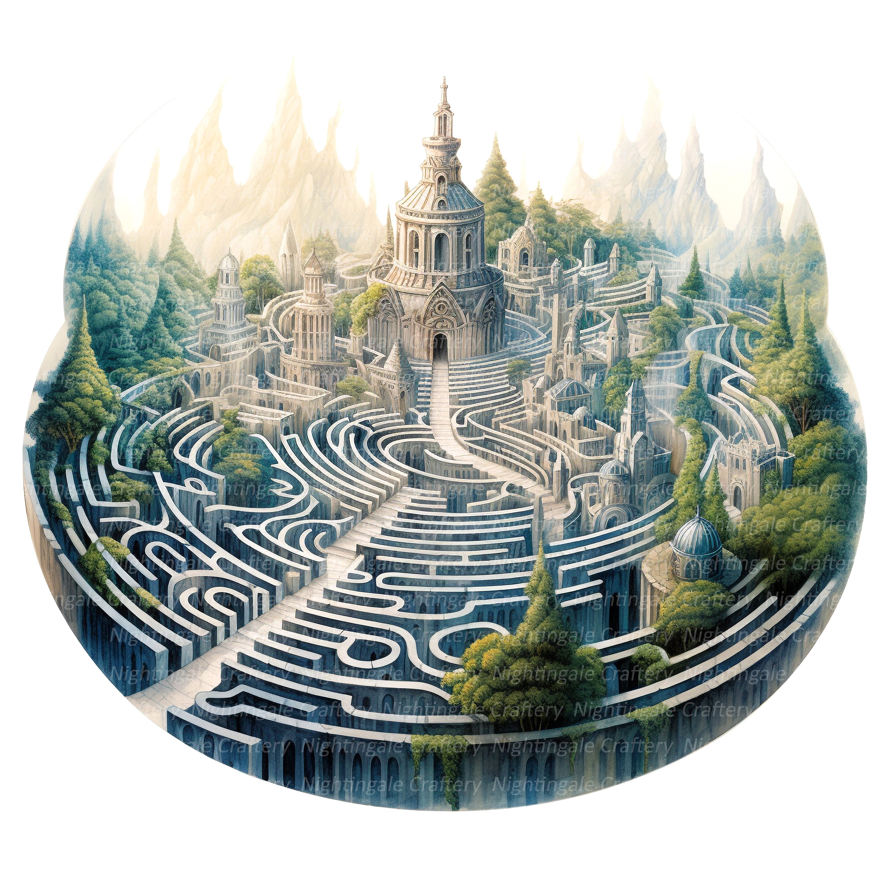 Fiary Labryinth 10 Labyrinth Clipart, Antique Labyrinth, Fairy Labyrinth, Printable ...