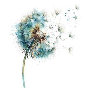 12 Abstract Dandelion Clipart, Botanical Dandelion, Printable Watercolor clipart, High Quality JPGs, Digital download, Paper craft, journals