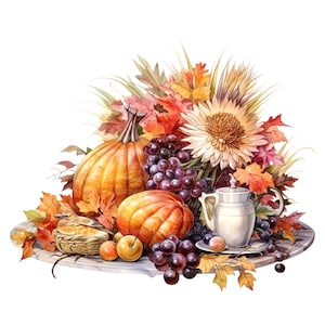10 clipart del Ringraziamento, verdure autunnali, clipart acquerello stampabile, JPG di alta qualità, download digitale, artigianato con la carta, diario spazzatura