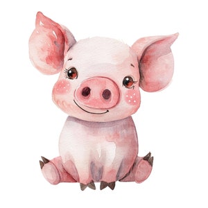 8 Piglet Cartoon Clipart, Cartoon Piglet, Pig, Printable Watercolor clipart, High Quality JPGs, Digital download, Paper craft, sublimation