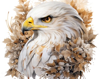14 Eagle Clipart, Bald Eagle, Golden Luxury, Printable Watercolor clipart, High Quality JPGs, Digital download, Paper craft, junk journals