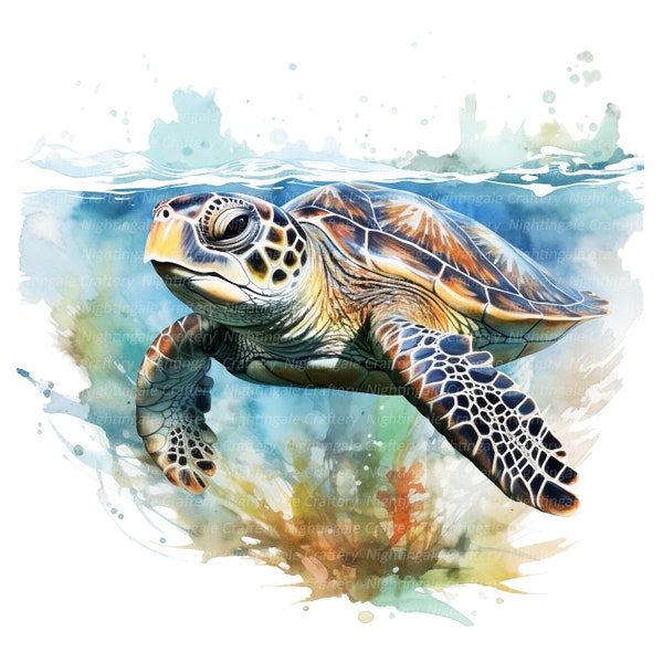 12 zeeschildpad clipart, zeeschildpad, afdrukbare aquarel clipart, hoge kwaliteit JPG, digitale download, papier ambachtelijke, junk journal