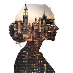 8 New York Wall Art, Profilo di donna, Arte murale stampabile, JPG di alta qualità, Download digitale, Alta risoluzione, Design per maglietta, Sublimazione