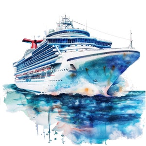 12 clipart per navi da crociera, tramonto della nave a vela, clipart acquerello stampabile, JPG di alta qualità, download digitale, artigianato di carta, diari spazzatura