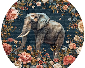 8 Clipart di elefanti floreali, Clipart di elefanti vintage, clipart acquerello stampabile, JPG di alta qualità, download digitale, artigianato di carta, diario