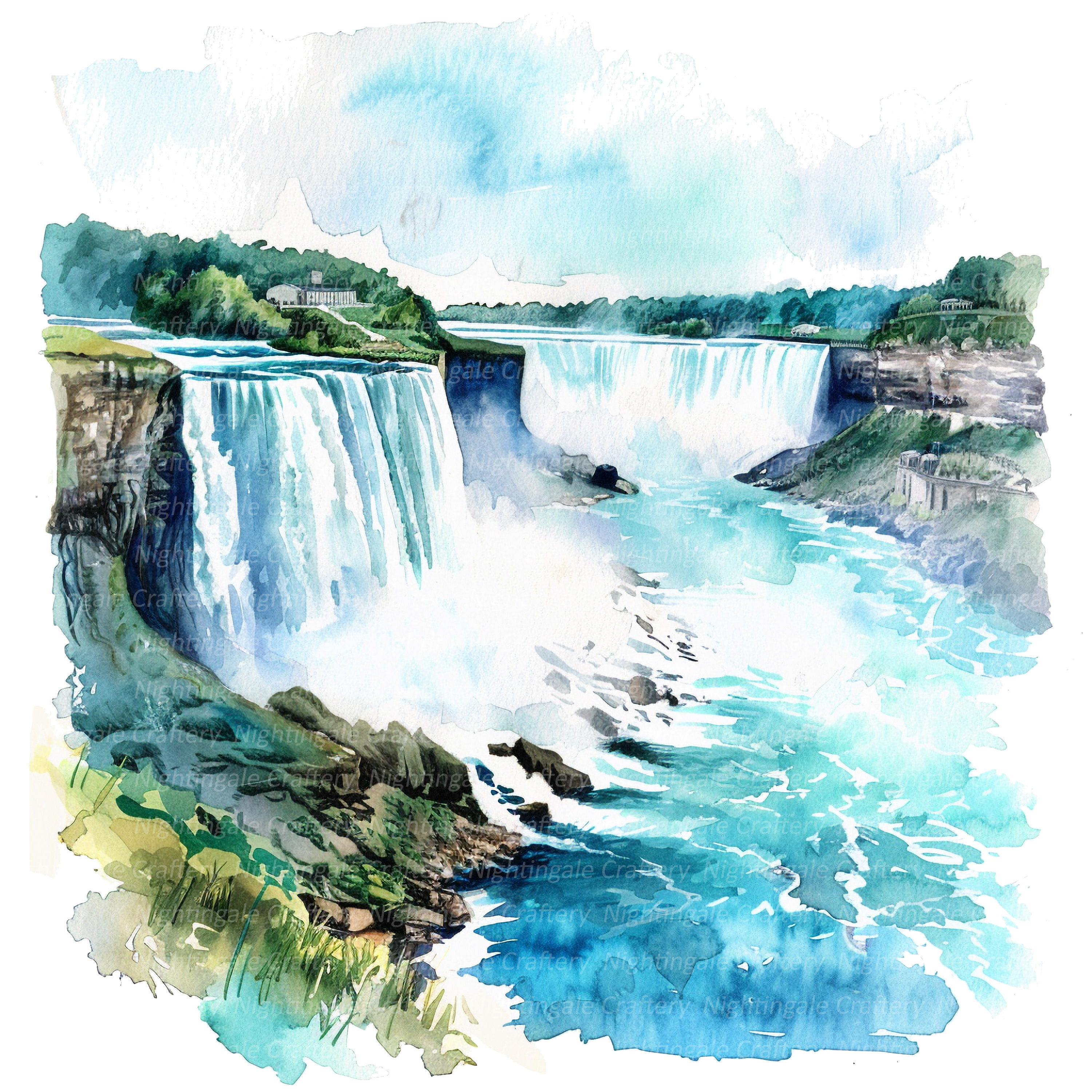 ナイアガラの風景のクリップアート9点、ナイアガラの滝、印刷可能な