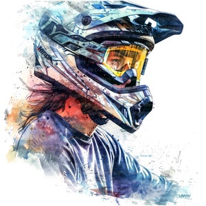 14 Clipart de vélo de montagne, pilote de VTT, casque de VTT, clipart aquarelle imprimable, PNG de haute qualité, téléchargement numérique, créations en papier, journaux intimes