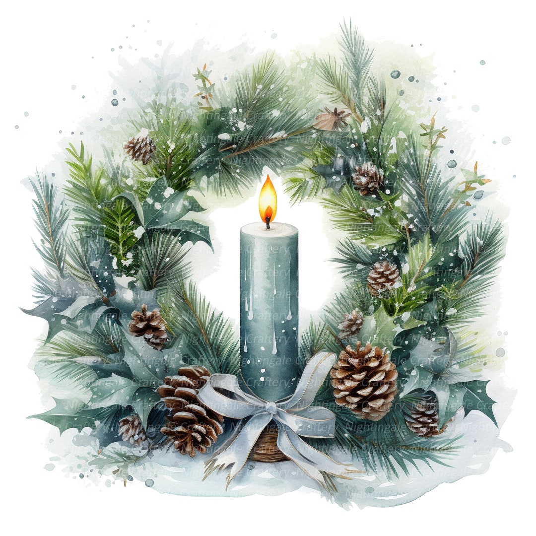 10-christmas-candle-clipart-green-candlestick-clipart-printable-watercolor-clipart-high-quality-jpgs-digital-download-paper-craft-etsy