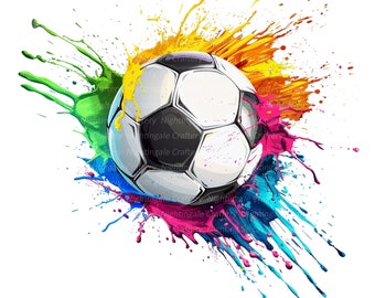 サッカーボールのクリップアート10点、サッカー昇華プリント、印刷可能