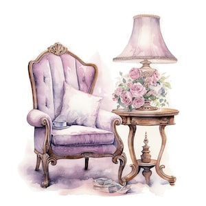 16 imágenes prediseñadas de muebles florales, Shabby Chic, imágenes prediseñadas de acuarela imprimibles, JPG de alta calidad, descarga digital, artesanía de papel, diario basura