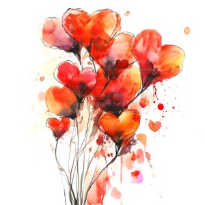 10 clipart de buquê de corações adoráveis, corações em aquarela, clipart digital, clipart em aquarela, clipart para impressão, download digital, artesanato em papel