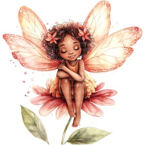 10 Clipart di fate nere, fate afroamericane, clipart di acquerelli stampabili, JPG di alta qualità, download digitale, creazioni di carta, diari