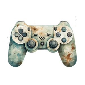 12 Watercolor Game Controller Clipart, Rusty Controller, Printable ...