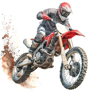 12 Dirt Bike Clipart, Motocross Clipart, Motorcycle, Printable Watercolor clipart, High Quality PNGs, Digital download, Paper craft, journal image 10