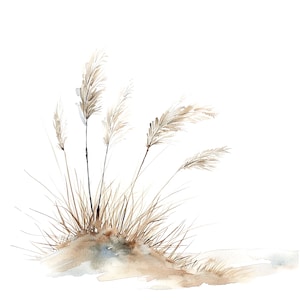 8 Boho Gras Clipart, Dünen Wandkunst, druckbare Aquarell Clipart, digitaler Download, hochwertige JPGs, Papiermodell, Junk Journals