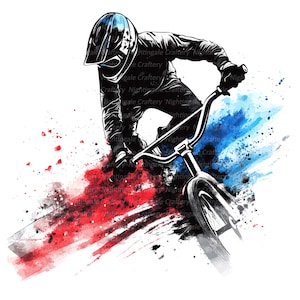 8 BMX-clipart, BMX-race, afdrukbare bmx-fietsposter, afdrukbare aquarel clipart, hoge kwaliteit jpg's, digitale download, Papercraft, tijdschriften