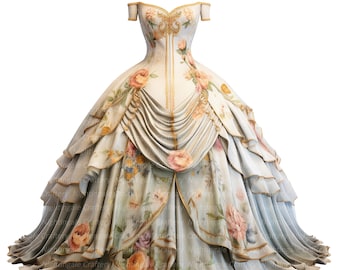 10 Victorian dress Clipart PNG, Vintage dress Clipart, Digital Clipart, Watercolor clipart, Printable clipart, Digital download, Paper craft