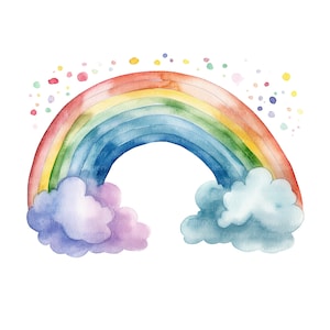 10 imágenes prediseñadas de arco iris variadas, arco iris de guardería, imágenes prediseñadas de acuarela imprimibles, JPG de alta calidad, descarga digital, alta resolución, artesanía de papel