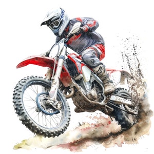 12 Dirt Bike Clipart, Motocross Clipart, Motorcycle, Printable Watercolor clipart, High Quality PNGs, Digital download, Paper craft, journal image 8