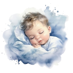 12 cliparts qui dort bébé, impression de chambre d'enfant, clipart aquarelle imprimable, PNG de haute qualité, téléchargement numérique, créations en papier, journal de bordel