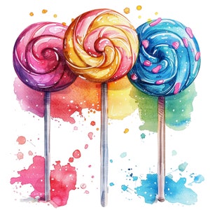 10 lolly clipart set 2, lolly ontwerp, afdrukbare aquarel clipart, hoge kwaliteit jpg's, digitale download, Paper Craft, junk journal