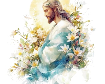 11 Jesus Christ Clipart, Easter Jesus Clipart, Printable Watercolor clipart, High Quality JPGs, Digital download, Paper craft, junk journals