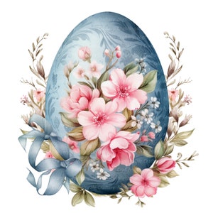 10 imágenes prediseñadas de huevo floral vintage, huevo adorable, imágenes prediseñadas de acuarela imprimible, JPG de alta calidad, descarga digital, artesanía de papel, diario basura
